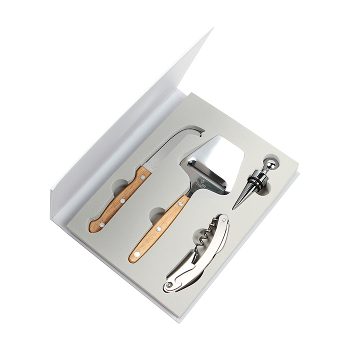 SET DE QUESOS Y VINOS EN ESTUCHE DE PASTA RIGIDA E055